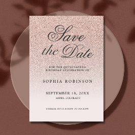 Moderne Elegante Rose Gold Save the Date Quinceñer