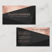 Moderne elegante Rose Gold Schwarz Gray Geometric Visitenkarte (Vorne/Hinten)
