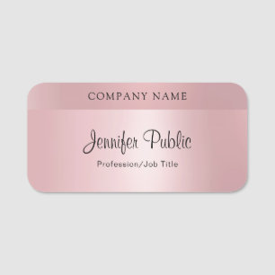 Moderne elegante Rose Gold Typografy Template Namensschild