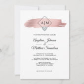 Moderne elegante Rose Goldene Marmorhochzeit Einladung (Vorderseite)