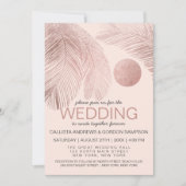 Moderne elegante Rose Goldene Rosa Palmen Hochzeit Einladung (Vorderseite)