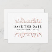 Moderne Elegante Rose Goldener Chic Save the Date Ankündigungspostkarte (Vorne/Hinten)