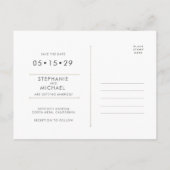 Moderne Elegante Rose Goldener Chic Save the Date Ankündigungspostkarte (Rückseite)