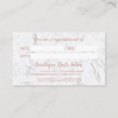 Moderne, elegante Rose Goldskripttypografie-Marmor Terminkarte (Rückseite)