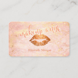 Moderne elegante Rose-Marmor, Glitter-Lippen Visitenkarte