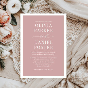Moderne, elegante Rose Minimalistische Hochzeit Einladung