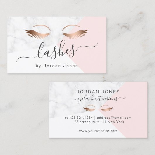 Moderne, elegante Rose mit goldfarbenem Marmor, ro Visitenkarte (Vorne/Hinten)