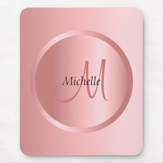 Moderne elegante Rose - Mit Monogramm Vorlage Gold Mousepad (Vorne)