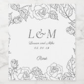 Moderne elegante Rose Monogram Wedding Verlobung Weinetikett (Einzelnes Label)