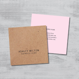 Moderne elegante Rose PRINTED Kraft Paper Consulta Quadratische Visitenkarte