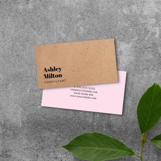 Moderne elegante Rose PRINTED Kraft Paper Consulta Visitenkarte