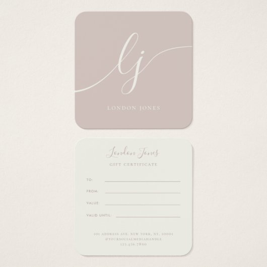 Moderne Elegante Rose Rosa Elfenbeingeschenkgutsch (Vorne & Hinten)