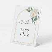 Moderne Elegante Rose und Golden Arch Hochzeit Sockelschild (Vorderseite)