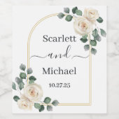 Moderne Elegante Rose und Golden Arch Hochzeit Weinetikett (Einzelnes Label)