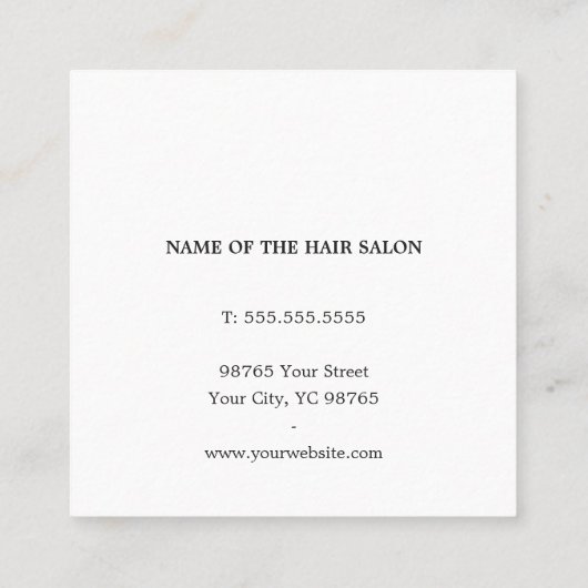 Moderne Elegante Rose Weißer Friseur Quadratische Visitenkarte (Rückseite)