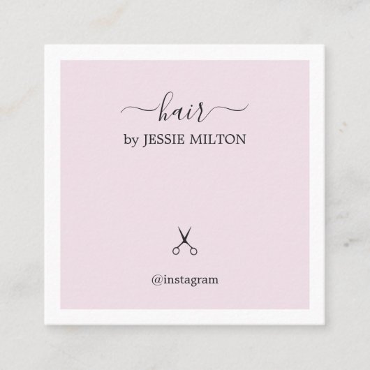Moderne Elegante Rose Weißer Friseur Quadratische Visitenkarte (Vorderseite)