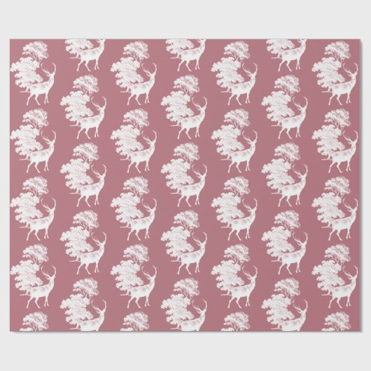 Moderne, elegante Rose Weißes Hirsch Geschenkpapier (Flach)