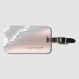 Moderne Elegante Roségold Glitter Silber Marmor Gepäckanhänger