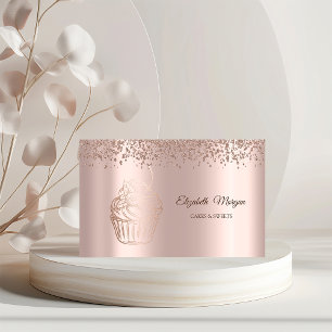 Moderne elegante roségoldene Cupcake, Süßigkeiten, Visitenkarte