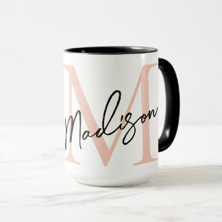 Moderne elegante roségoldene personalisierte Monog Tasse