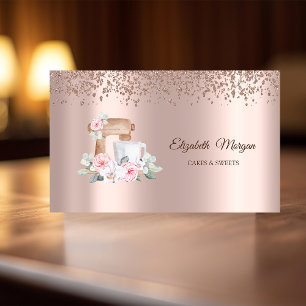 Moderne elegante Rosen-Gold-Diamanten, Mixer-Blume Visitenkarte