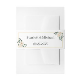 Moderne, elegante Rosenhochzeit Einladungsbanderole