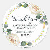 Moderne, elegante Rosenhochzeit Runder Aufkleber (Vorderseite)