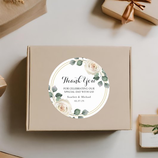 Moderne, elegante Rosenhochzeit Runder Aufkleber