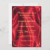 Moderne elegante Rot-Gold-Hochzeitsfeier Einladung (Vorderseite)