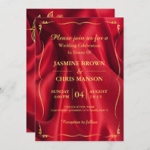 Moderne elegante Rot-Gold-Hochzeitsfeier