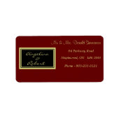 Moderne, elegante Rot- und Gold-Script-Hochzeit Adressaufkleber (Vorne)
