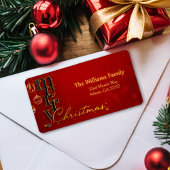 Moderne elegante Rot- und Gold-Stilvolle Drehbucha Adressaufkleber