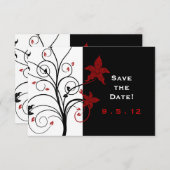 Moderne, elegante Rot- und Schwarze Hochzeit rette Einladung (Vorne/Hinten)