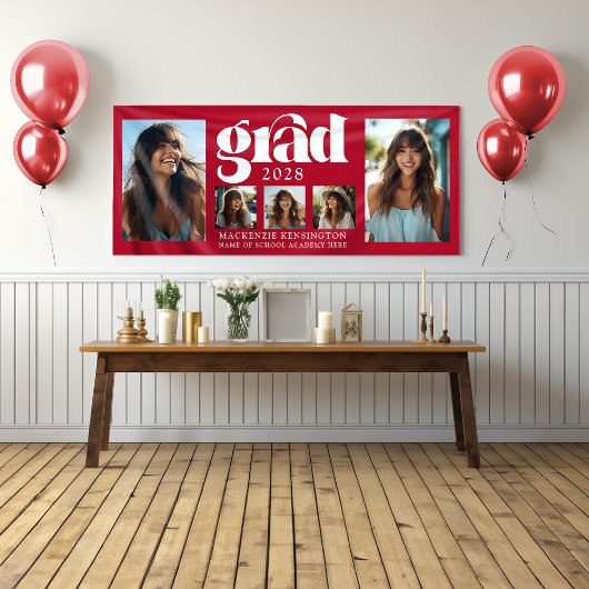 Moderne Elegante Rote Abschluss FotoCollage Banner