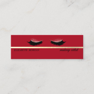 Moderne elegante, rote falsche Wimpern Mini Visitenkarte