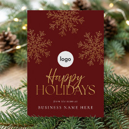 Moderne Elegante Rote Gold Snowflake Business Feiertagskarte