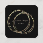 Moderne elegante, rote, goldene Kreise Quadratische Visitenkarte (Vorderseite)