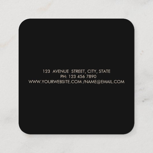 Moderne elegante, rote, goldene Kreise Quadratische Visitenkarte (Rückseite)