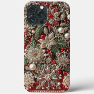 Moderne elegante rote grüne Perlen Valentinstag Case-Mate iPhone Hülle