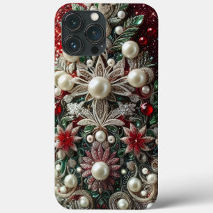 Moderne elegante rote grüne Perlen Valentinstag Case-Mate iPhone Hülle