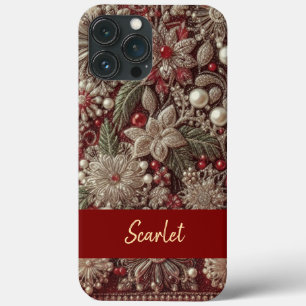 Moderne elegante rote grüne Perlen Valentinstag Case-Mate iPhone Hülle