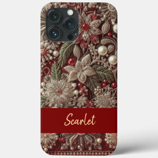 Moderne elegante rote grüne Perlen Valentinstag Case-Mate iPhone Hülle