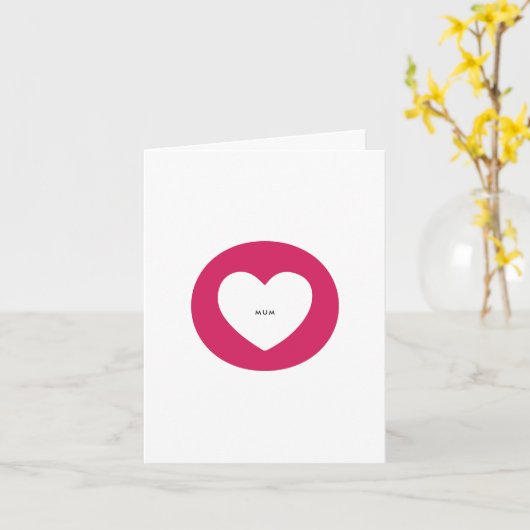 Moderne elegante Rote Herzens Muttertag Karte (Gelbe Blume)