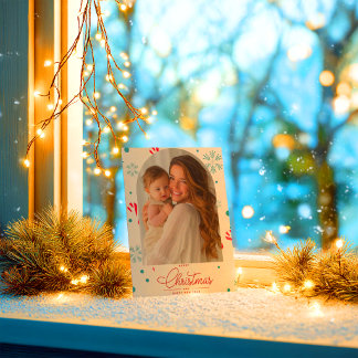 Moderne elegante rote Schrift Foto Frohe Weihnacht Mitteilungskarte