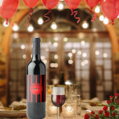 Moderne elegante rote Streifen Name oder Monogramm Weinetikett