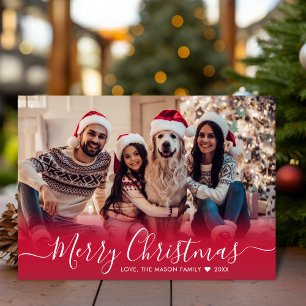 Moderne Elegante Rote Typografie 2 Foto Weihnachte Feiertagskarte