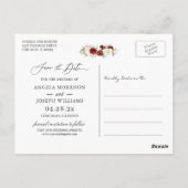 Moderne Elegante Rote Weiße Blüte Save the Date Postkarte (Rückseite)