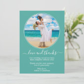 Moderne elegante Round Foto Frame Aquamarine Hochz Dankeskarte (Stehend Vorderseite)