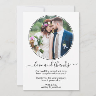Moderne, elegante Round-Foto-Frame-Hochzeit Dankeskarte