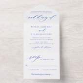 Moderne Elegante Royal Blue Wedding All In One Einladung (Innen Boden)